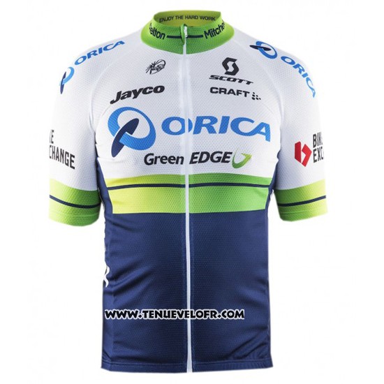 2016 Maillot Ciclismo Orica GreenEDGE Blanc et Bleu Manches Courtes et Cuissard
